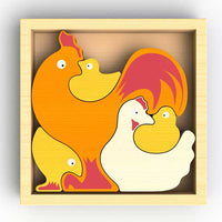 CHICKEN FAMILY PUZZLE & PLAYSET